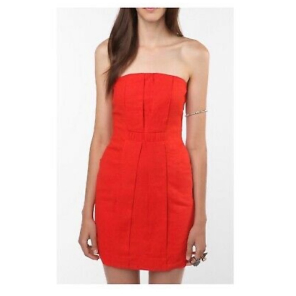 Anthropologie Extra small linen red dress